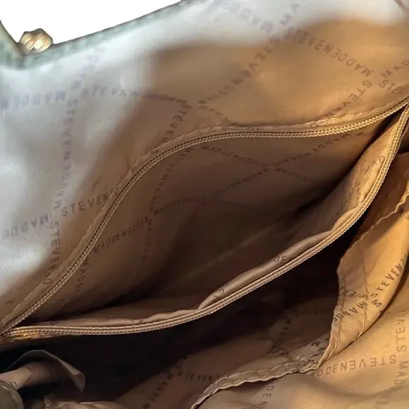 Steve Madden Turn-Lock Quilted Olive Green Shoulder Bag - Picture 9 of 9